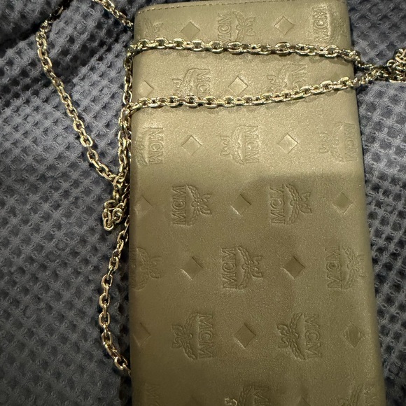 MCM Embossed Gray Leather Clutch - Picture 9 of 9